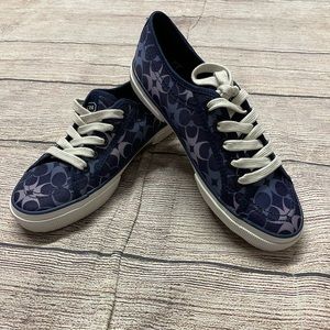 New Navy Purple signature Coach shoes white soles sill in the box Size 7